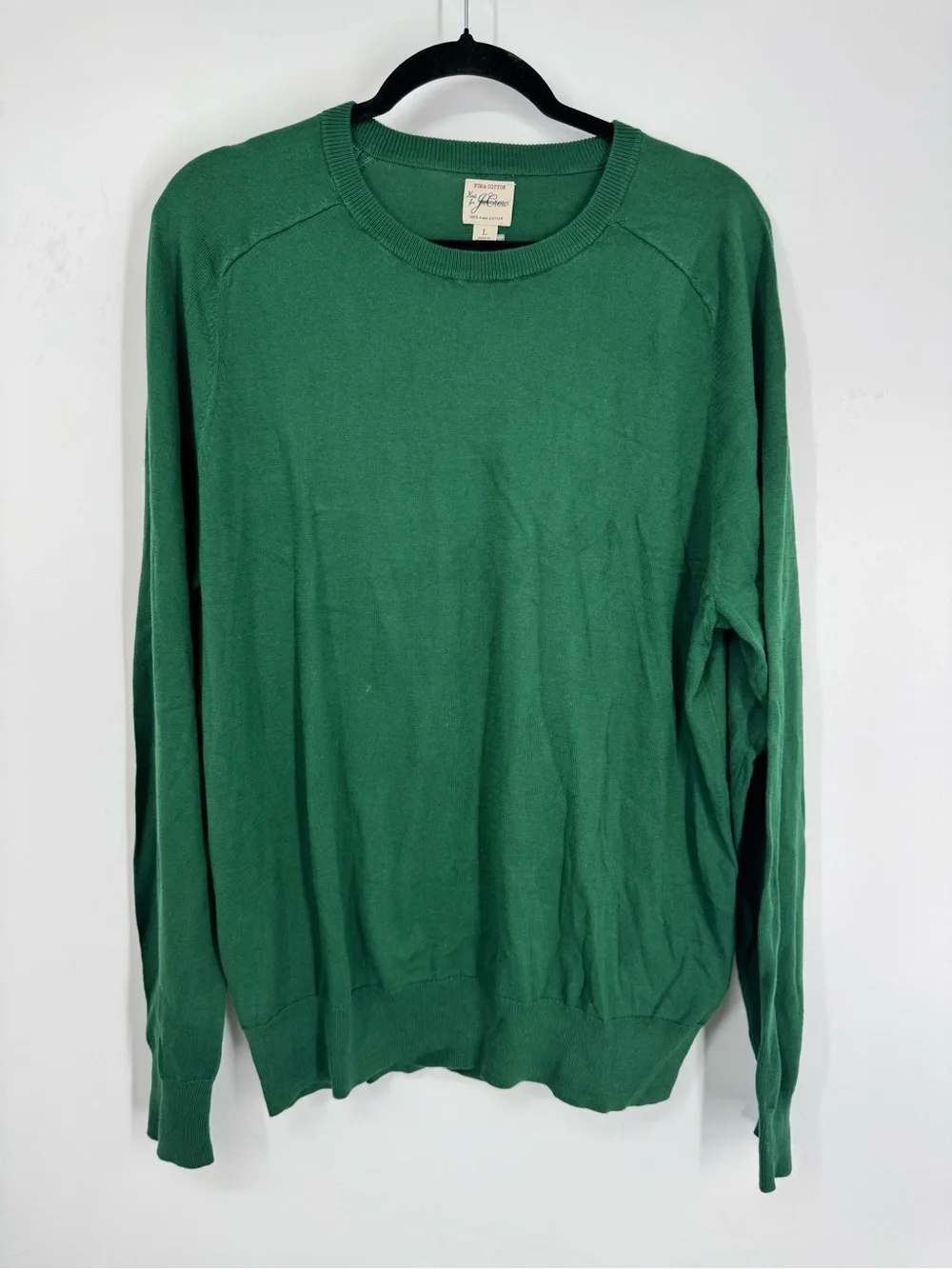 NWT J. Crew Pima Cotton Crewneck Sweater Serene Spruce Green Pullover Size L
